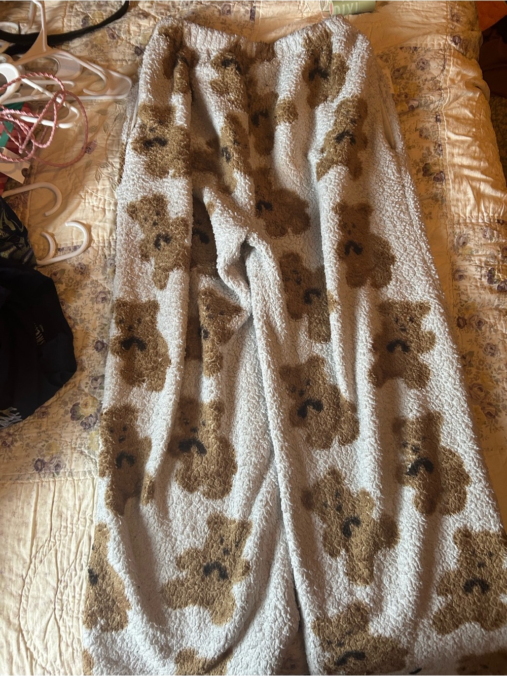 SHEIN White Fluffy Teddy Bear Pajama Pants Size M - Picture 2 of 6